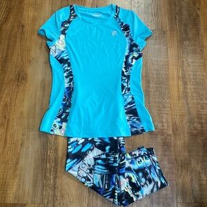 Fila turquoise capris with matching short sleeve shirt size M
